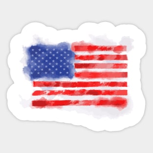 Watercolor American Flag for Veterans and Patriots Sticker